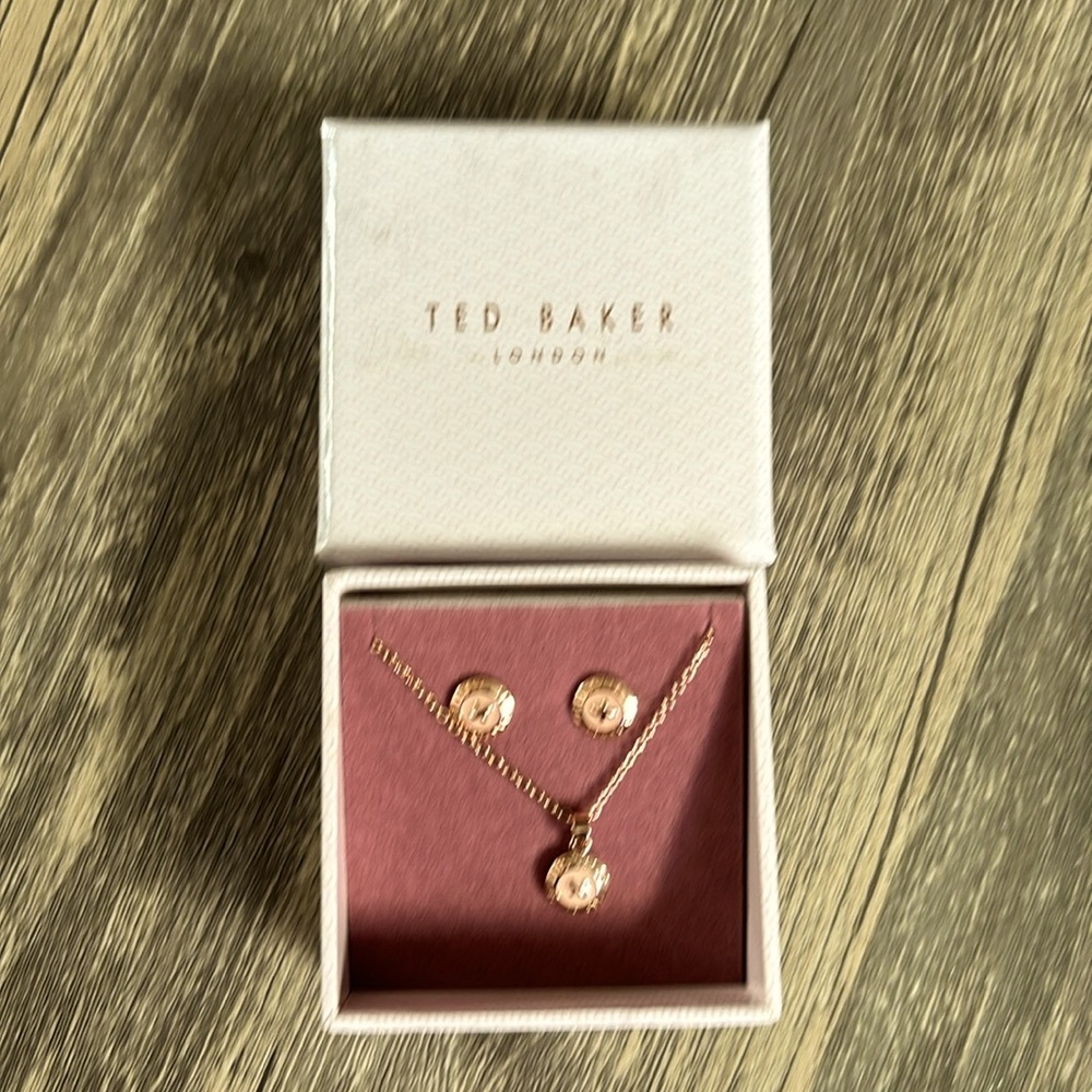 Ted Baker Rose gold earring and necklace set